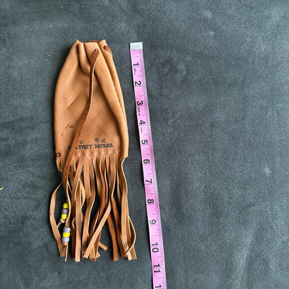 Leather Fringed Beaded Medicine Bag By K.D. Fast Horse - Picture 5 of 5